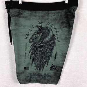 Howitzer Patriot Mfg Co Board Shorts Men 34 Green Military Viking Operator